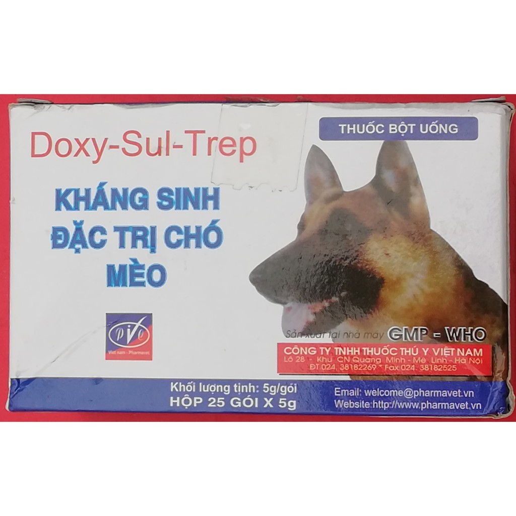 Hanpet.GV- 1 gói Doxy- Sul- Trep 5g cao cấp chuyên dùng cho chó và mèo