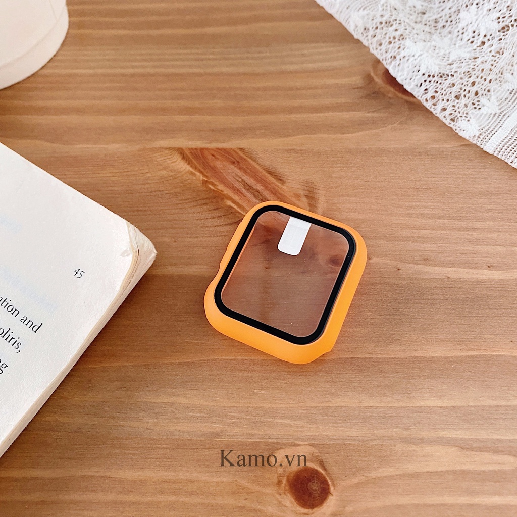 Ốp kèm kính cường lực đồng hồ Áp Pồ series 7 6 5 4 3 se, dán màn hình kiêm ốp size 45mm 44mm 42mm 41mm 40mm 38mm