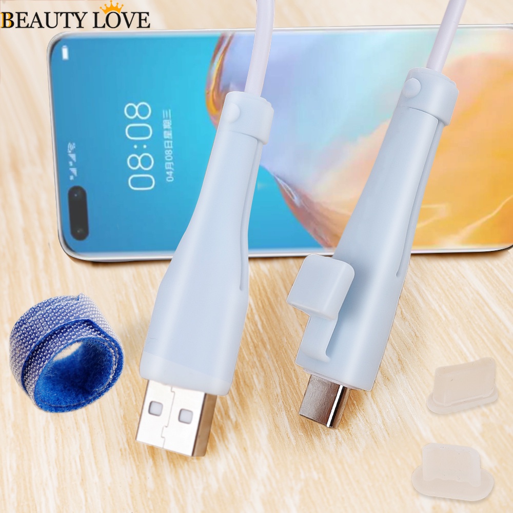1 Bộ Vỏ Bảo Vệ Dây Cáp Sạc USB / Type C Chống Nứt Bằng Silicon Mềm
