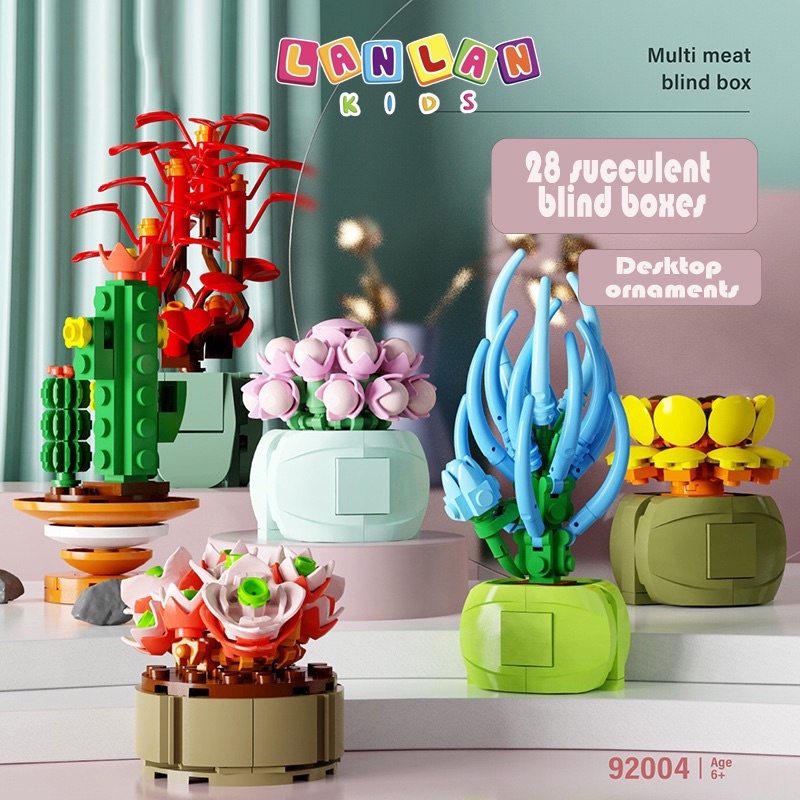 Đồ chơi mô hình lắp ráp chậu cây mini LANLAN KIDS trang trí decor bàn học