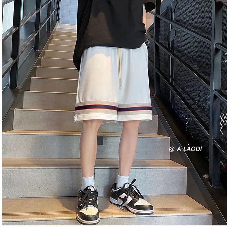 quần short thể thao ống rộng họa tiết kẻ sọc thời trang dành cho nam simple fashion quần đùi nam mặc nhà hàn quốc top quần short nam from rộng