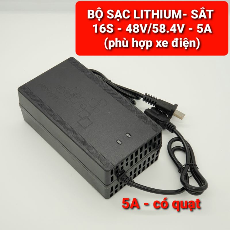 achun.vn - BỘ SẠC XE ĐIỆN  LITHIUM-SẮT 24V/48V/60v/72V - 3A/5A CÓ ĐÈN BÁO và QUẠT TẢN NHIỆT CHO XE ĐIỆN