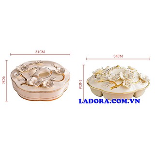 Khay Mứt Sứ Cao Cấp Vẽ Vàng BA017
