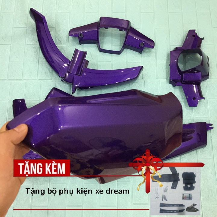 Dàn áo xe HONDA-DREAM II màu Tím, chất liệu nhựa ABS nguyên sinh, full phụ kiện