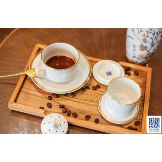 Phin pha café trắng - Viền vàng