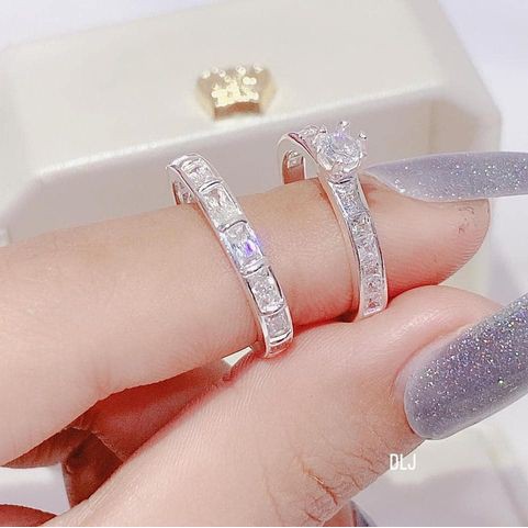 Nhẫn đôi bạc ta/ nhẫn cặp gắn đá sang chảnh / Bibi silver cam kết nhẫn bạc chuẩn, ảnh tự chụp kèm video