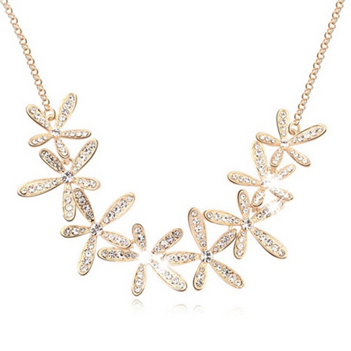 Dây chuyền hợp kim chuỗi hoa tuyết đính đá sang trọng quý phái dành cho nữ