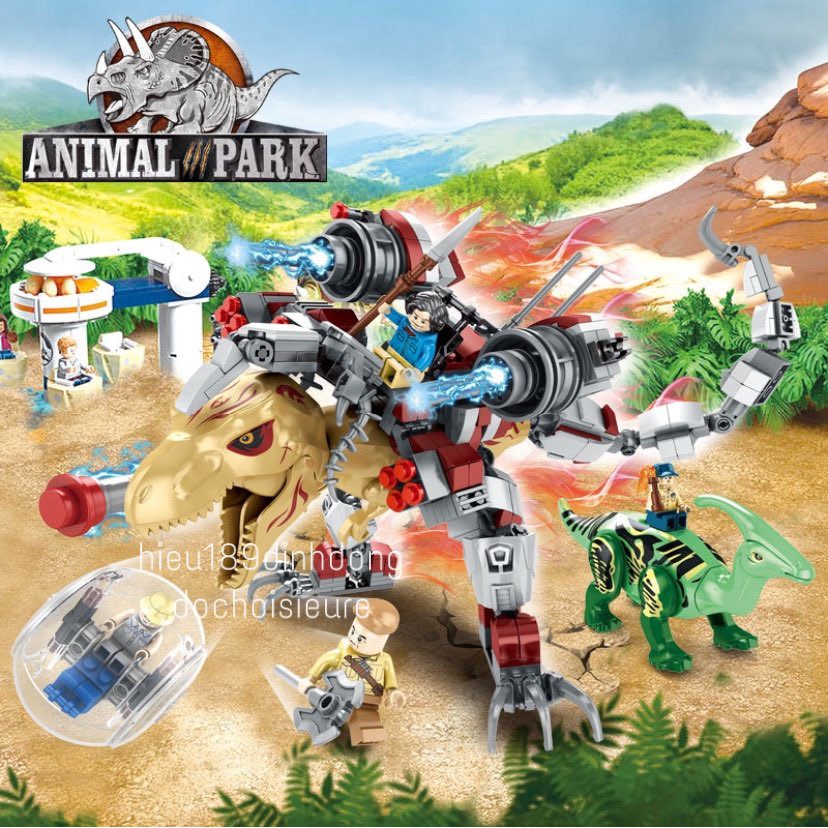 Lắp Ráp xếp hình Lego Jurassic World Dinosaur 98010 : Khủng long bạo chúa t rex chiến đấu hiện đại 522+ mảnh