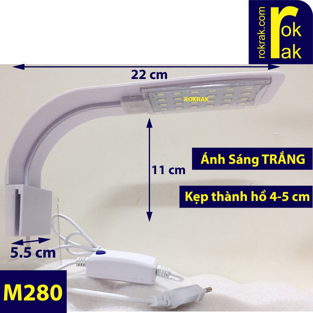 Đèn led trắng M280 VIPSUN XML BONETAR kẹp thành hồ thủy sinh cỡ vừa nhỏ