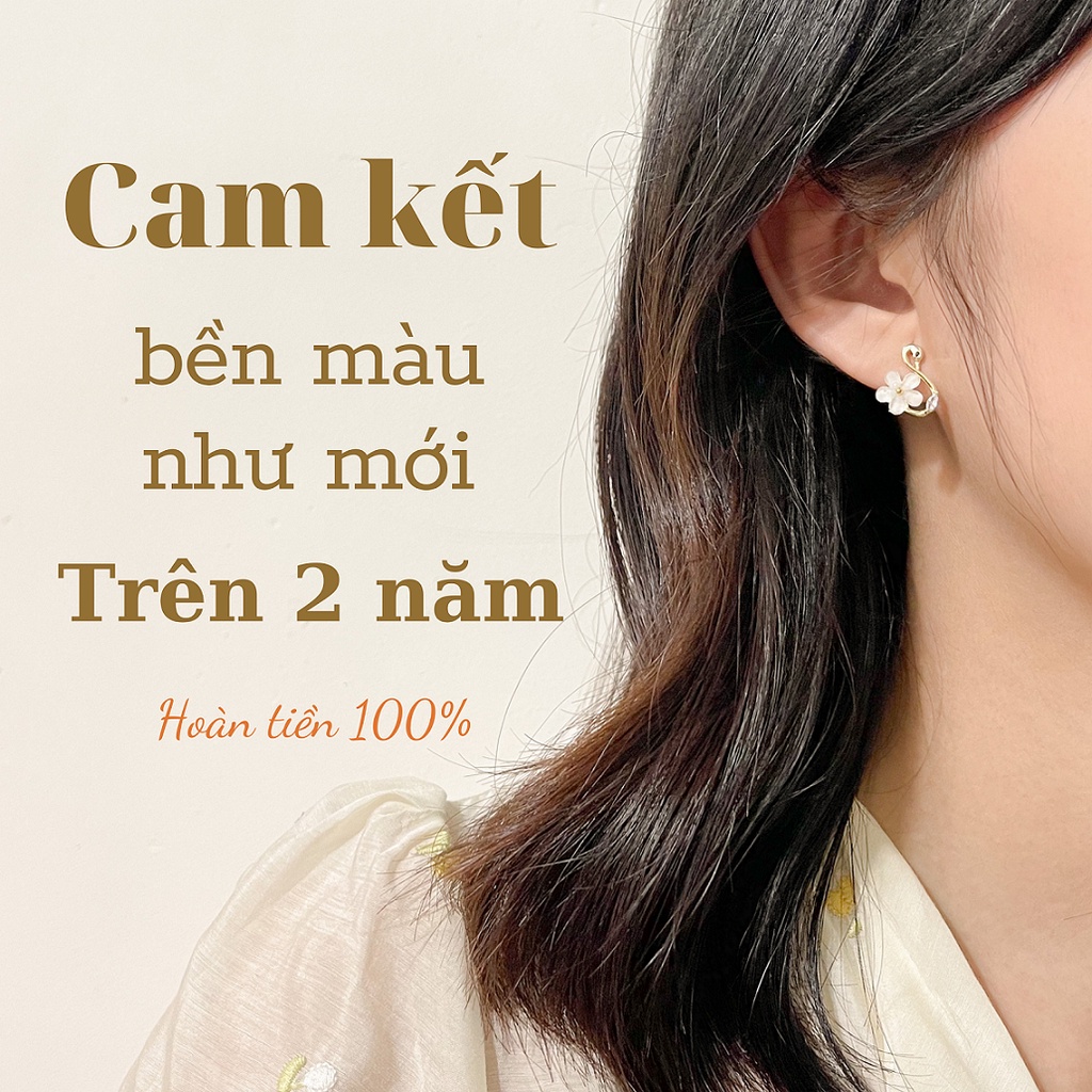 Bông tai nữ Bạc 925 Titan Hợp kim được phủ vàng 14K hoa tai – mkqc