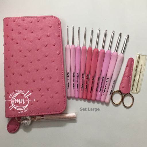Bộ Tulip hồng - Tulip ETIMO Rose Lace Crochet Hook with Cushion Grip Set (Bộ lớn)