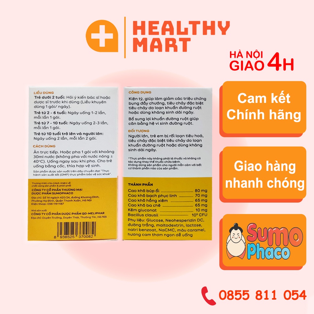 ✔️️️Lacto SumoGold - Men tiêu hóa cốm cho trẻ - Giảm đi ngoài, khó tiêu, đầy bụng H20g