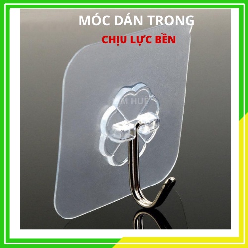 Móc dán tường siêu dính trong suốt chịu lực tốt, móc treo đồ tiện dụng 6x6 cm