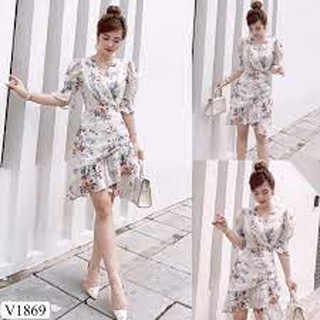 Đầm thiết kế chất voan lụa hàn cao cấp cổ V xếp li eo nhẹ nhàng