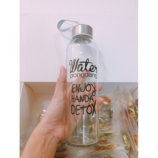 Bình nước PongDang thủy tinh cao cấp 500ml có dây tiện dụng