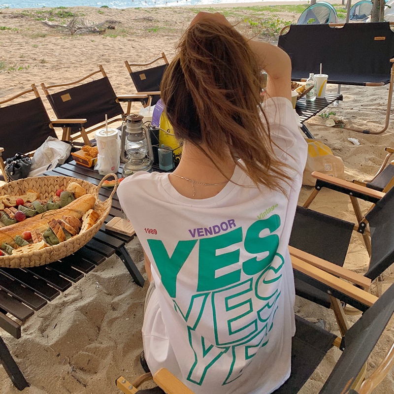 Áo thun SUXI cổ tròn ngắn tay dáng rộng in chữ thời trang hè cho nữ