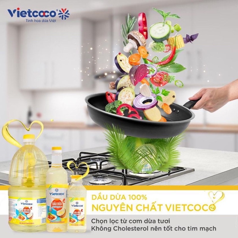 Dầu dừa nguyên chất Coconut oil VIETCOCO