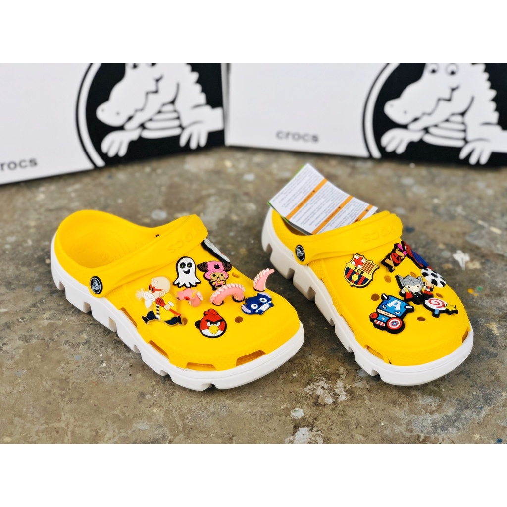 Dép Sục crss duet Vàng đế trắng FREESHIP Tặng 12 Jitbitz + Hộp Có Logo, Tag, Bao Bì