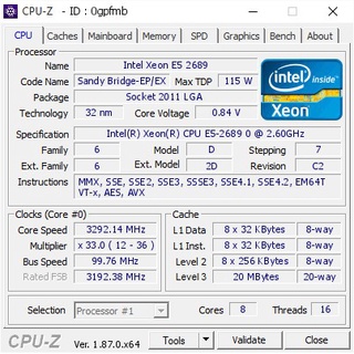 CPU INTER E5 2689 8 nhân 16 luồng