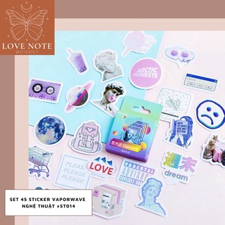 Set 45 sticker/miếng dán hình vaporwave ST014 (có trùng mẫu) trang trí sổ tay, điện thoại, laptop, nón bảo hiểm