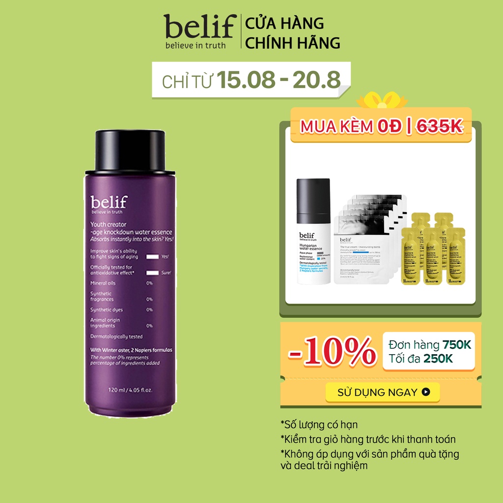 [Mã COSDEP18 giảm 10% đơn 600K] Nước dưỡng chống lão hóa củng cố độ đàn hồi belif Age Knockdown Water Essence 120ml | BigBuy360 - bigbuy360.vn