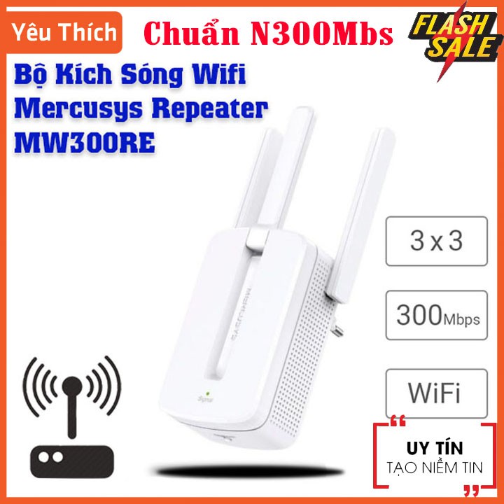 Bộ Kích Sóng Wifi 3 Râu Mercusys MW300RE Cực Khỏe , Thu Phát Sóng Tốc Đô Cao , Ổn Định