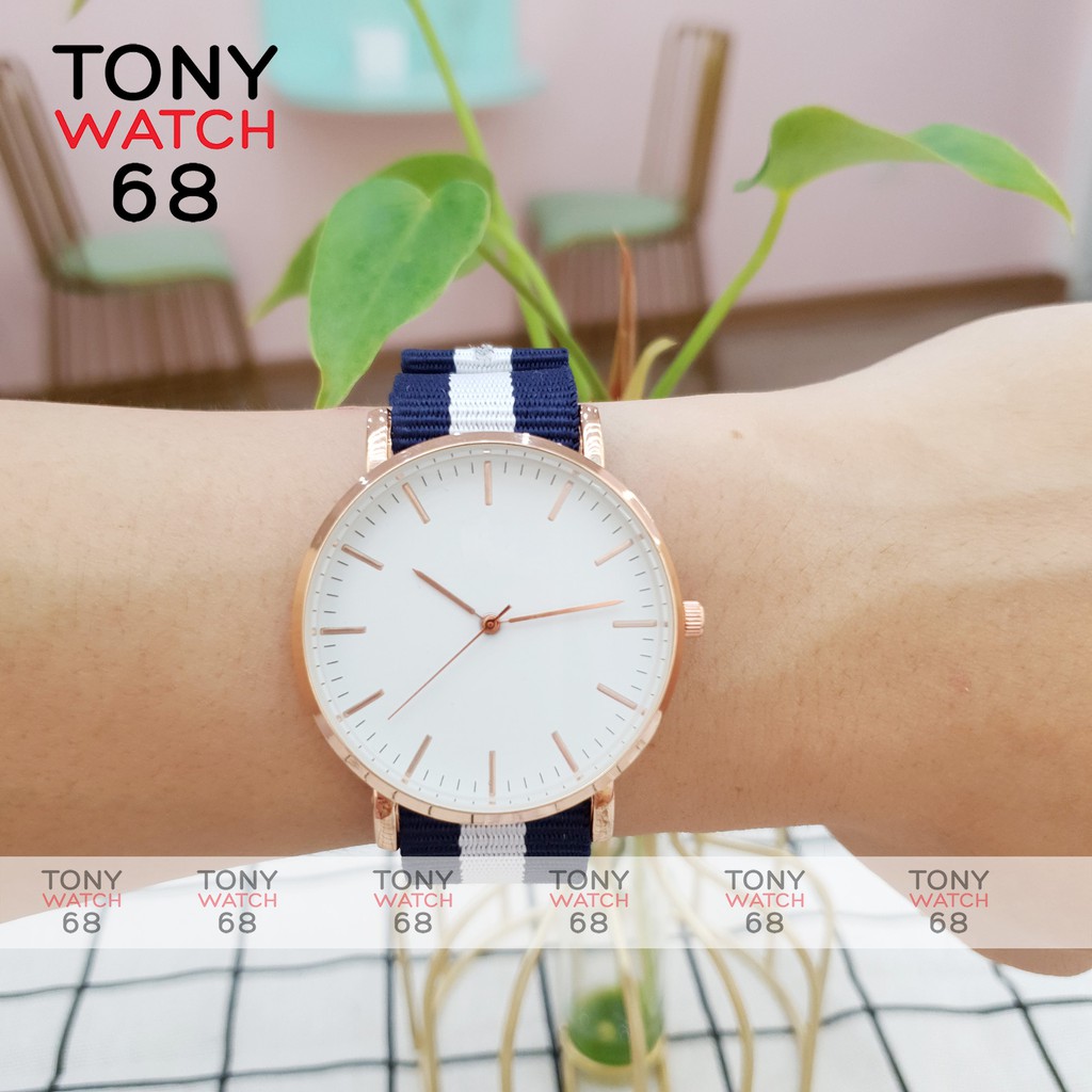 Đồng hồ nam SK viền vàng dây nato vải siêu mỏng năng động chính hãng Tony Watch 68 chống nước 3ATM | BigBuy360 - bigbuy360.vn