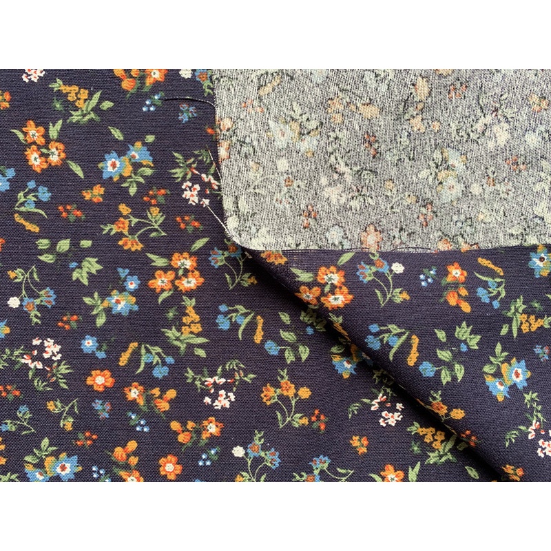 Vải linen bột họa tiết hoa nhí vintage 50x150cm may áo dài, váy đầm