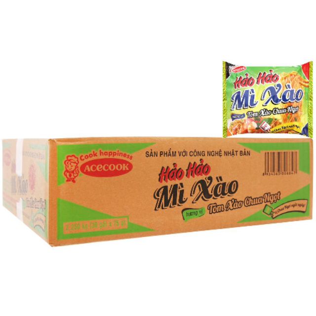 Thùng 30 gói mì xào Hảo Hảo tôm xào chua ngọt 75g