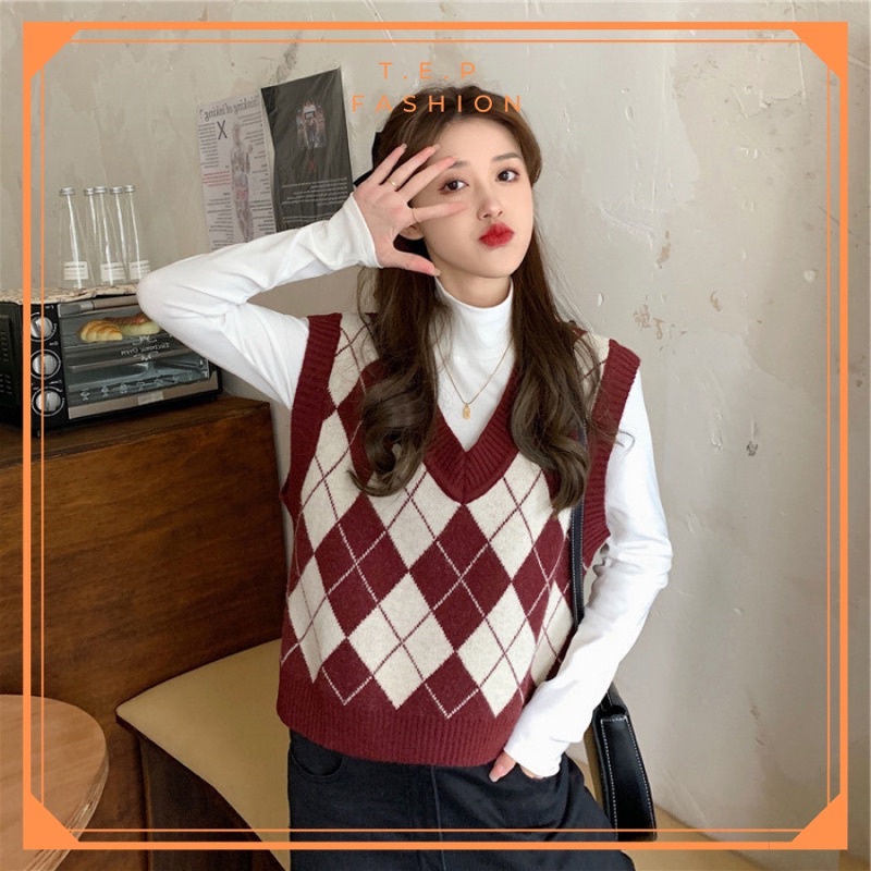 TEP VENUS Áo Gile Len Nữ Hoạ Tiết Cazo Nhiều Màu , Áo Len Hở Tay Cazo Tep Fashion TEP VENUS CAM KẾT: - Hàng có sẵn, giao