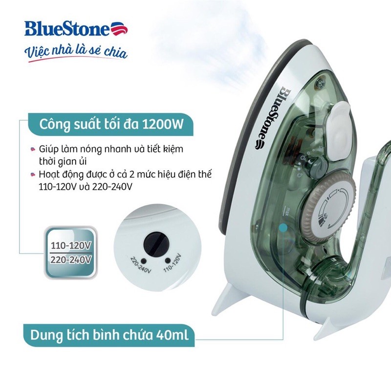 Bàn Ủi Hơi Nước Du Lịch Mini BlueStone SIB-3819  - Hàng chính hãng - Bảo hành 24 tháng