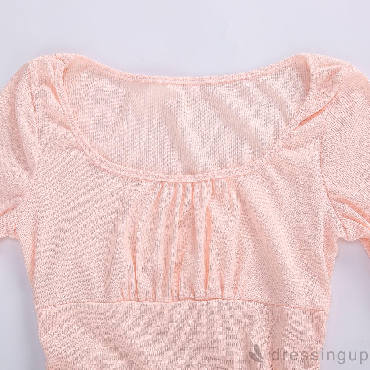 d❃♪Women’s Summer Long-sleeved Fashion Solid Color Pleated Drawstring Dress | BigBuy360 - bigbuy360.vn