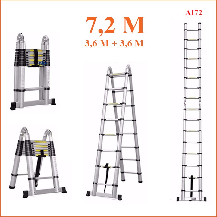 Thang nhôm rút chữ A, NIKITA  AI72, Chiều cao tối đa lên đến 7m2