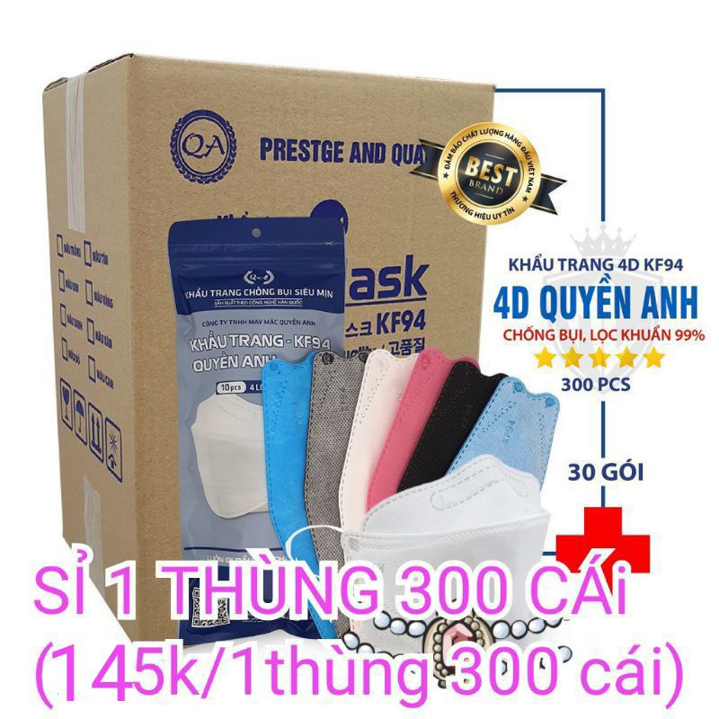 Thùng 300 chiếc- Khẩu trang 4D/KF94- khẩu trang y tế- khẩu trang KF94 QUYỀN ANH