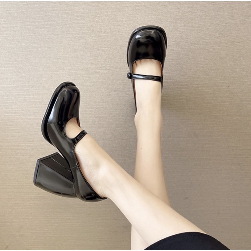 SẴN LẺ SIZE  _ Giày cao gót nữ đế trụ quai cài hai màu hottrend