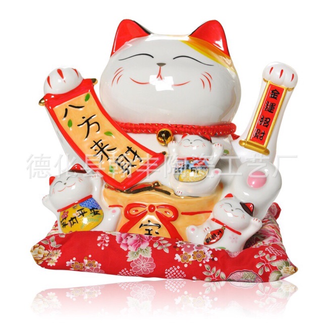 Tphcm Mèo thần tài 32 cm BÁT PHƯƠNG CHIÊU TÀI LỘC - PHÚ QUÝ CÁT TƯỜNG