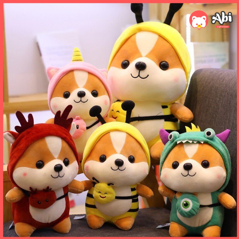 Gấu bông Shiba Cosplay cao cấp - Gấu bông Chó Shiba đeo túi ngộ nghĩnh dễ thương chất liệu lông nhung mềm mịn