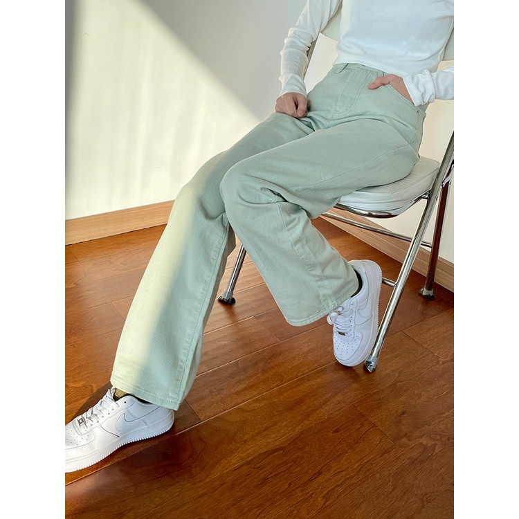 Quần Jean Nữ Ống Rộng Đơn Giản Thời Trang Hàn Quốc Mới