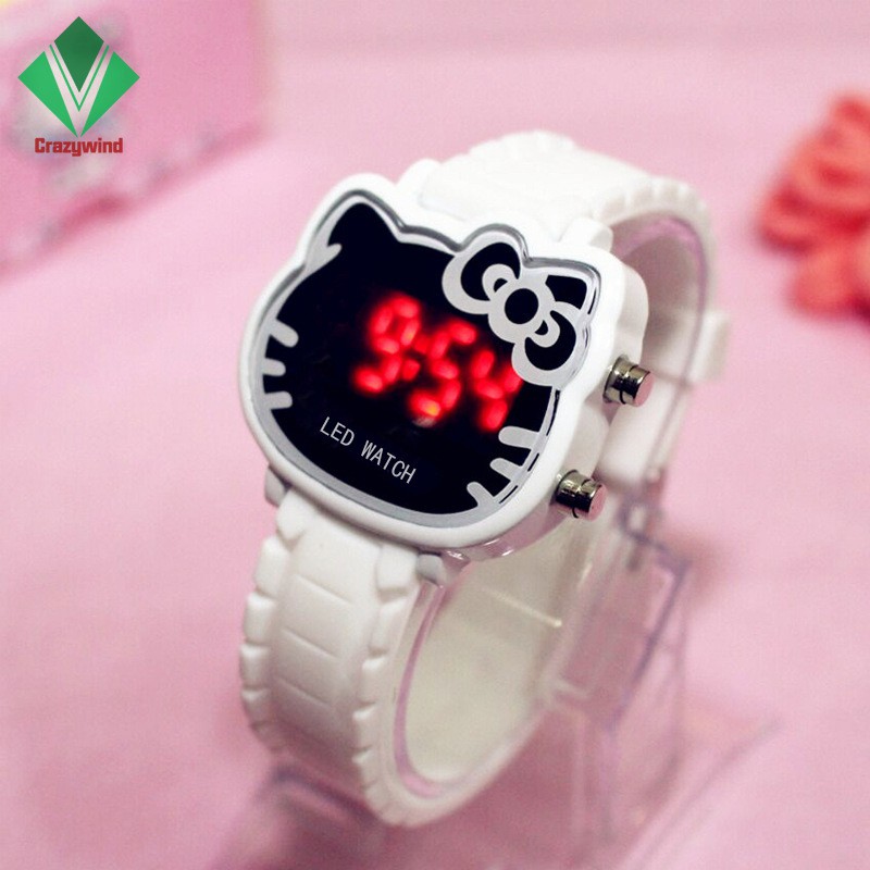 Đồng hồ điện tử mặt hình Hello Kitty chống thấm nước đa năng dành cho bé gái | BigBuy360 - bigbuy360.vn
