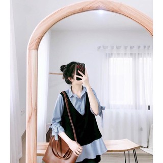 Áo bầu kiểu sơ mi công sở