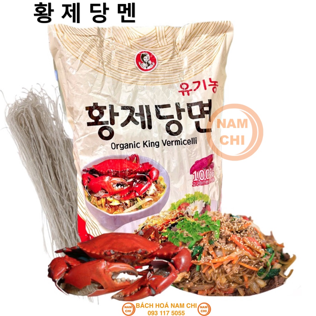 MIẾN KHOAI LANG HOÀNG ĐẾ HÀN QUỐC ORGANIC KING VERMICELLI GÓI 1KG Sợi Miến Dai Thơm Bùi Làm Miến Trộn Hàn Quốc Cực Ngon