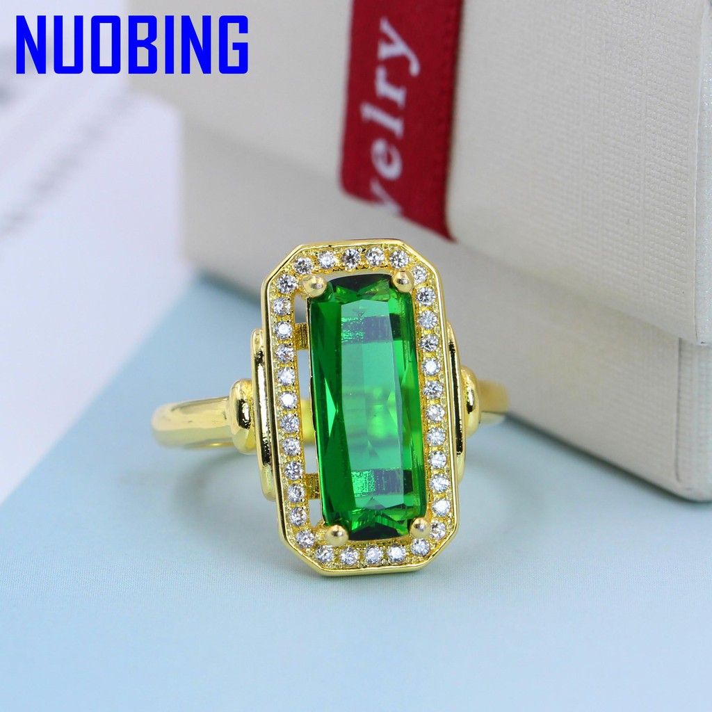 14K Gold Green Emerald Agate Rings Anillos De Turquoise Diamond Bague Or Jaune Bizuteria Gemstone Peridot Ring Bijoux Femme Anel|Rings|
