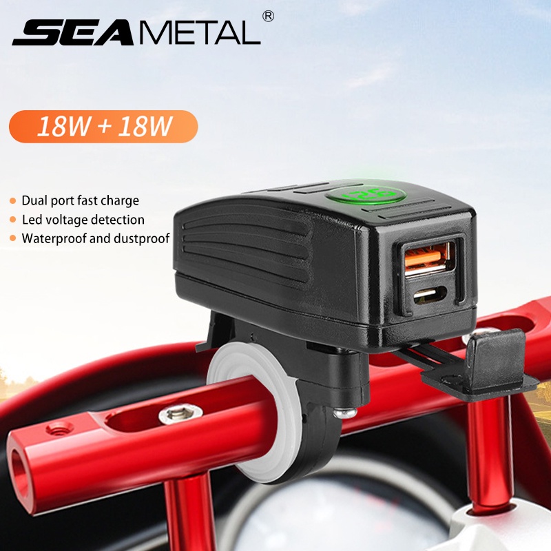 SEAMETAL Bộ Sạc Điện Thoại USB PD Type C 12V 24V 36W QC3.0 Cho Xe Máy