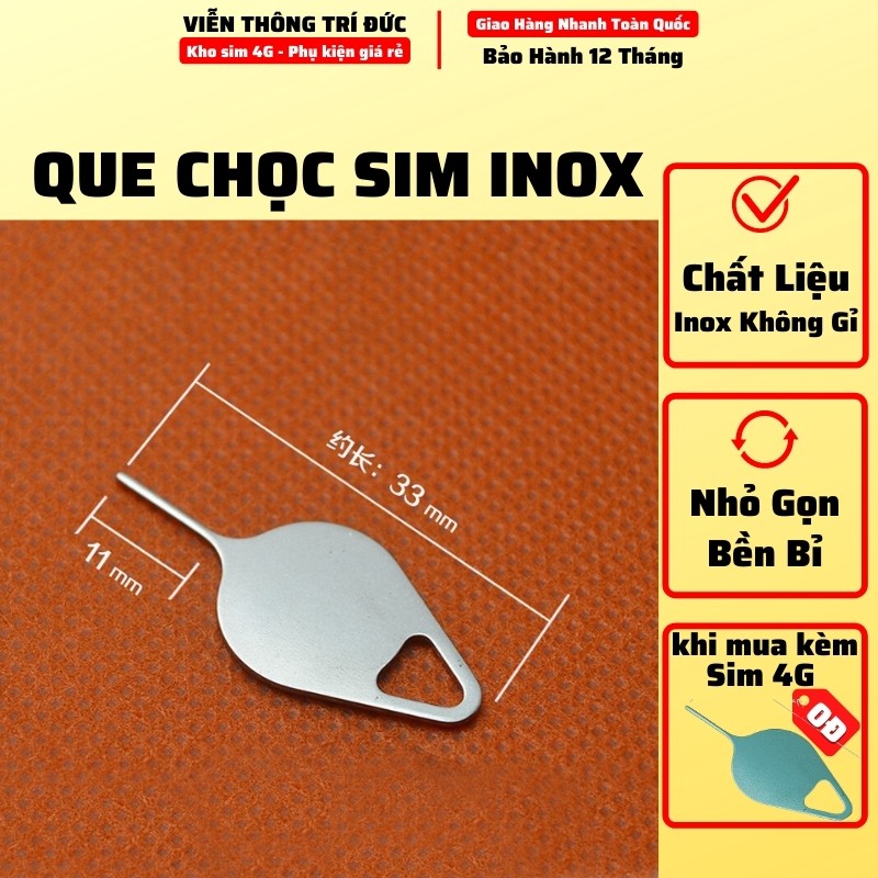 Que Chọc Sim 4G Inox Không Gỉ, Que Lấy Sim Giá Rẻ, Có Lỗ Treo Móc Khóa Dành Cho Điện Thoại - Viễn Thông Trí Đức