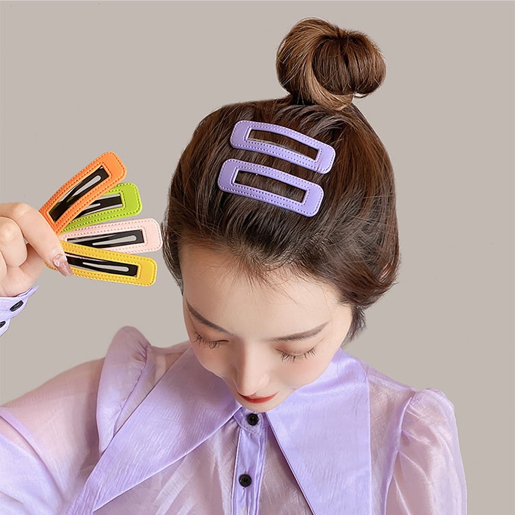 Set Kẹp Tóc Vuông Bằng Da Cao Cấp Thời Trang