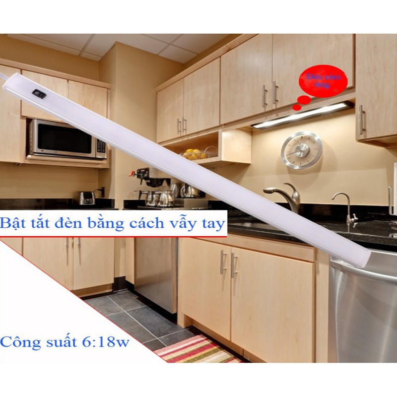 Đèn cảm ứng vẫy tay lắp tủ bếp dài 60cm kèm nguồn 12V 2A