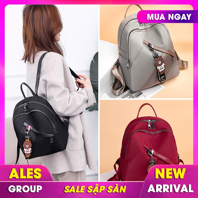 Balo nữ thời trang chất đẹp ALES1240, balo mini kèm gấu
