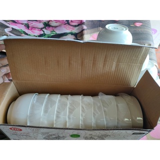 Hộp 10 chén (bát) sứ trắng ăn cơm Minh Châu