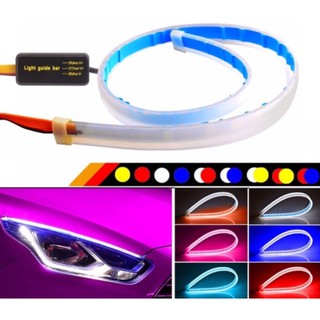 Cặp dây đèn led mí xe hơi kết hợp xi nh siêu mỏng 4mm-màu trắng -vàng, bộ 2 dây đèn mí ô tô