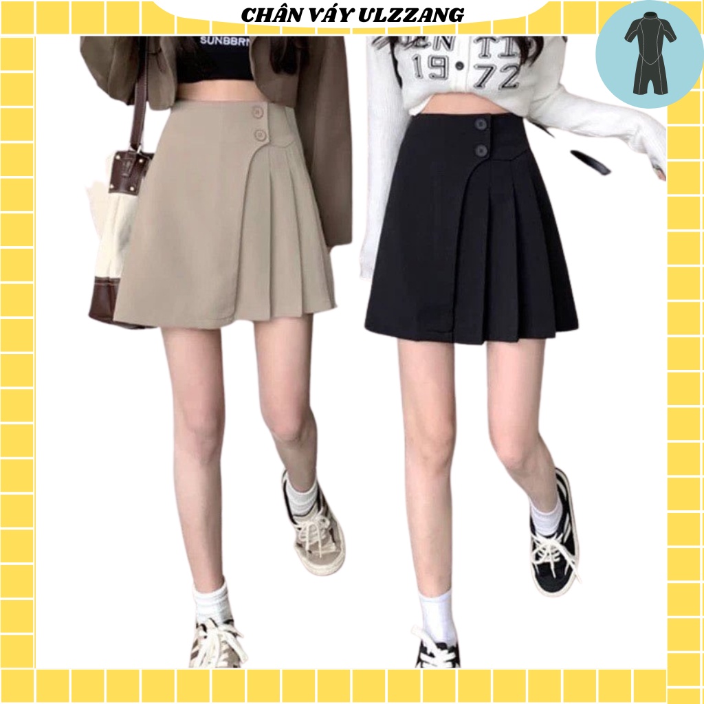 Chân váy ngắn xếp ly phối nút , Váy chất liệu kaki mềm + lớp lót trong mềm mại  Ms : 38